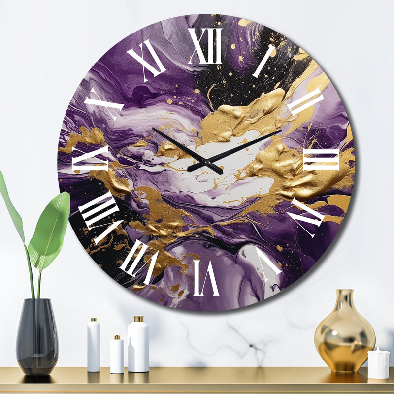 Horloge murale mauve et mauve, Grand