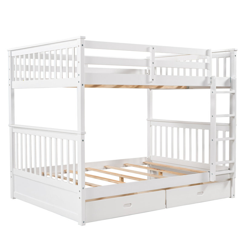 Lit superposé blanc avec rangement et - Idéal pour dormir à deux tiroirs, économise de l'espace dans la chambre à coucher