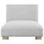Ensemble de salle à manger 5 pièces de style contemporain avec table rectangulaire en pierre de marbre blanche à dossier plein et chaises rembourrées beige et gris-969831523