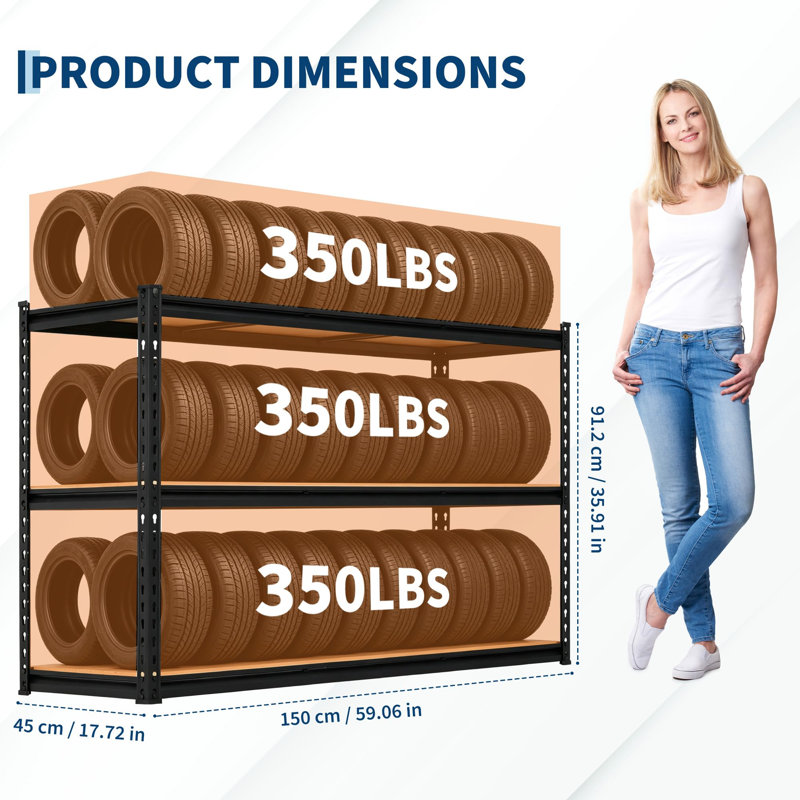 Étagère de cuisine robuste en acier au carbone à 3 niveaux - Étagère réglable - l 60 po x P 18 po x H 36 po - Capacité de 1500 lb - Organisateur utilitaire en métal pour le changement de position du garde-manger, du garage et de l'entrepôt