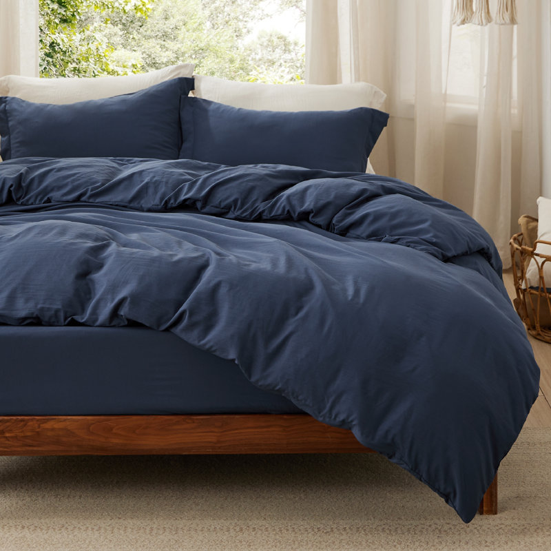  Ensemble de literie pour très grand lit avec drap-housse - Ensemble de literie extra doux en coton prélavé 4 pièces, Blanc