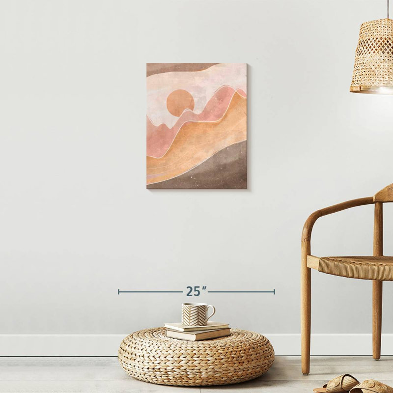 Simple coucher de soleil sur toile, H 20 po x l 16 po x P 1,25 po