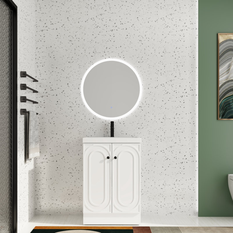 Meuble-lavabo simple 24 po avec plateau en résine, Blanc