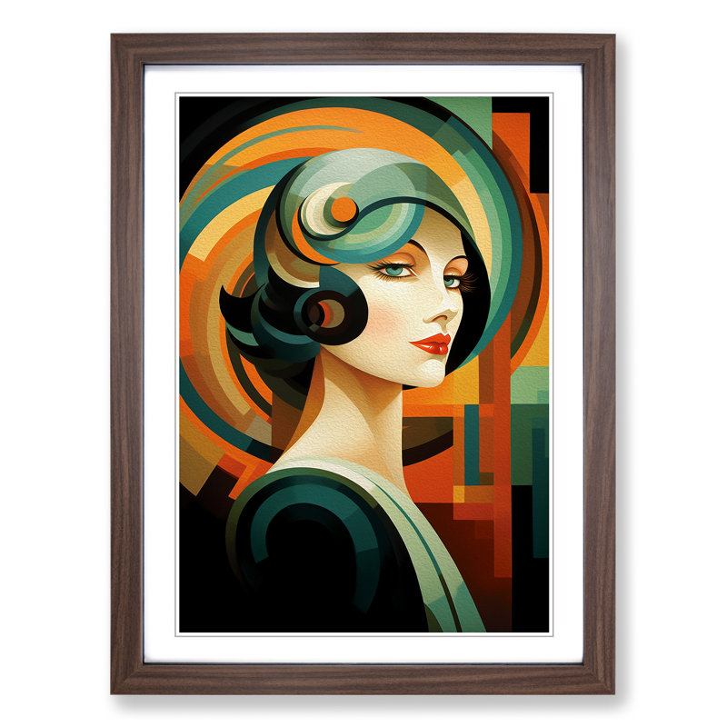 Single Picture Frame Print on Wood, 64cm H x 46cm W, Walnut Framed