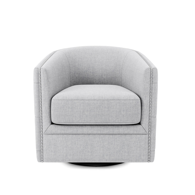 Tasniah Upholstered Swivel Club Chair, Gray Polyester