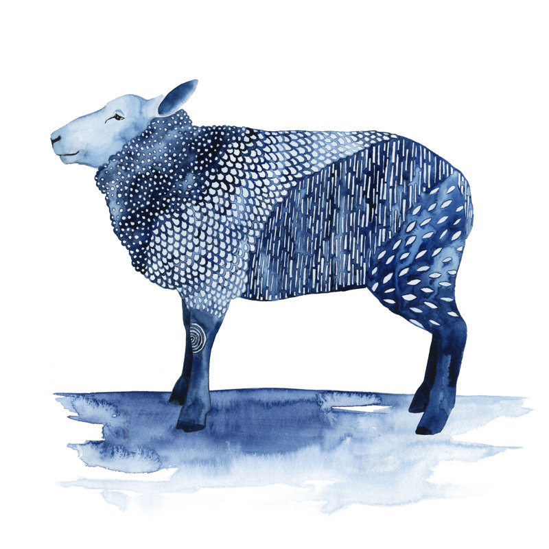 Cobalt Farm Animals III - Wrapped Canvas Print, 51cm H x 51cm W