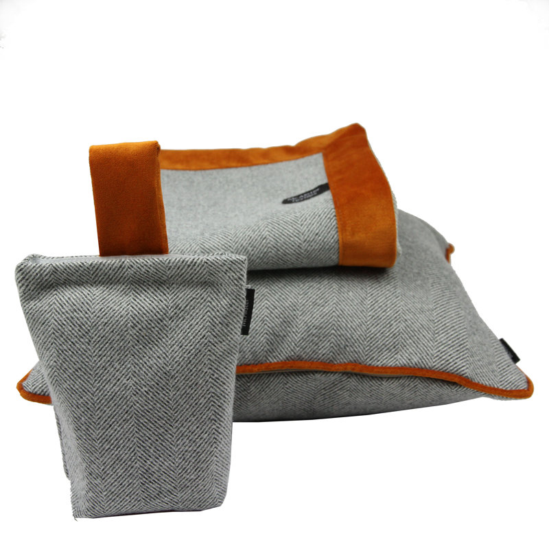 Barabara Velvet Solid Colour Bedspread, W50 x L255cm, Charcoal Grey/Burnt Orange