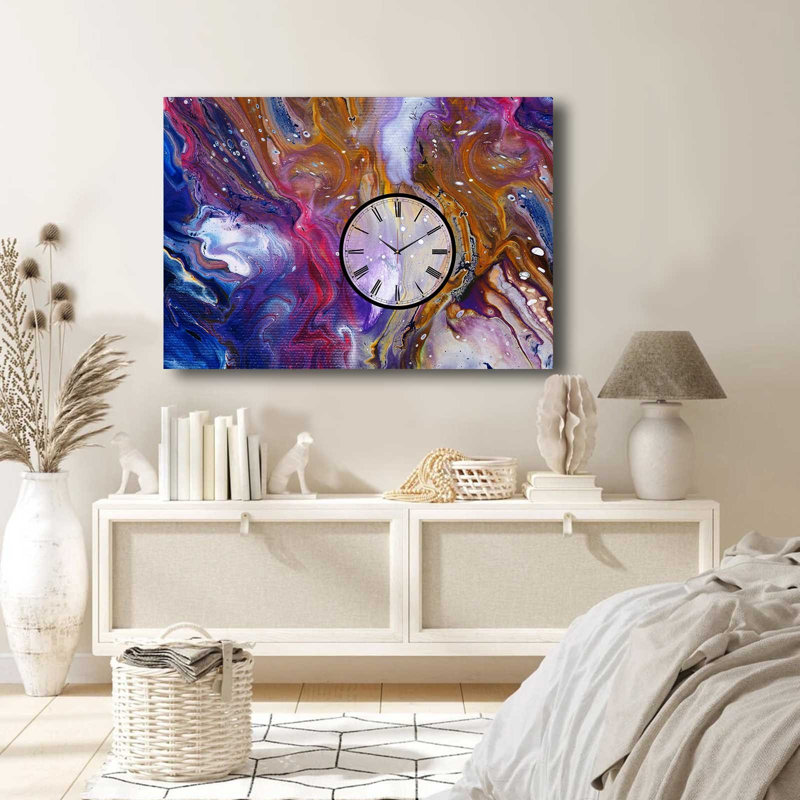 Elegant Canvas Wall Clock, 27.6 x 39.4 inches | 100% Suede Canvas with 100% Wooden Frame (Thickness: 1.1 inches) | Perfect for Home Décor, Stylish Timepiece for Living Room & Office, Unique Design