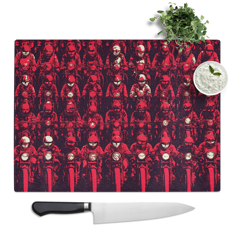 Motorbike Pattern  Glass Chopping Board