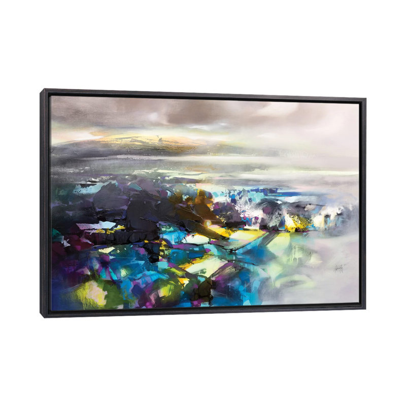 «Fluid Resson I» par Scott Naismith - impression d'art graphique, 26" H x 40" W x1.5" D, Pas de tapis, Distressed Black Frame