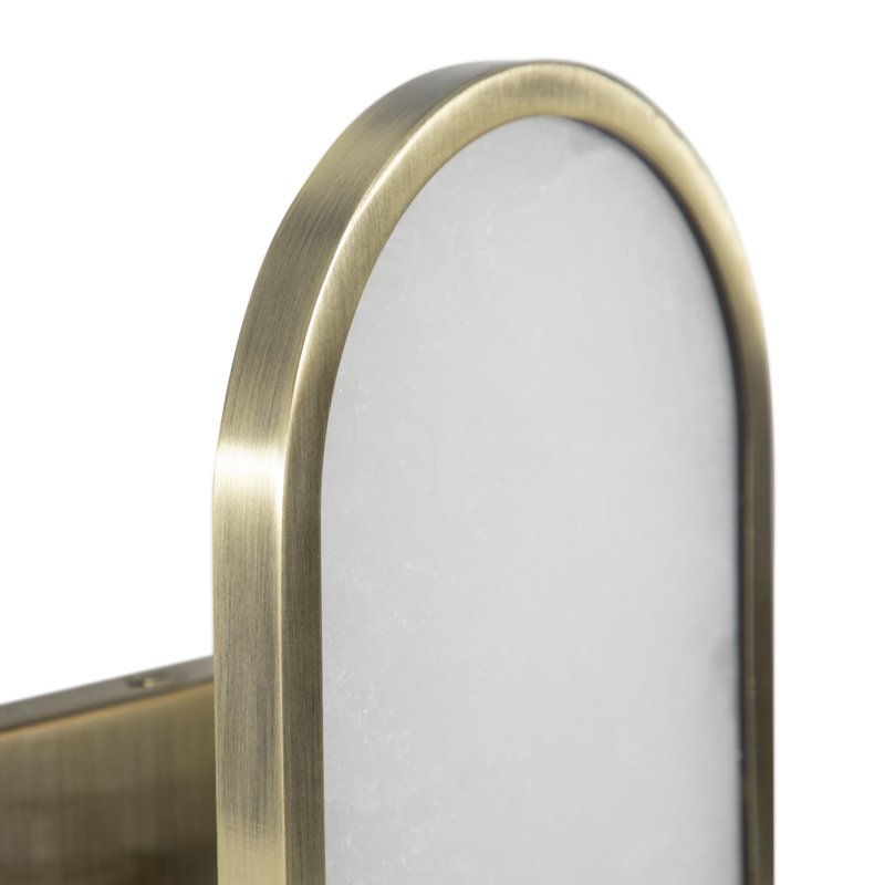 Nicollet Alabaster Brushed Antique Brass Wall Sconce - 3 In. D X 14.5 In. H
