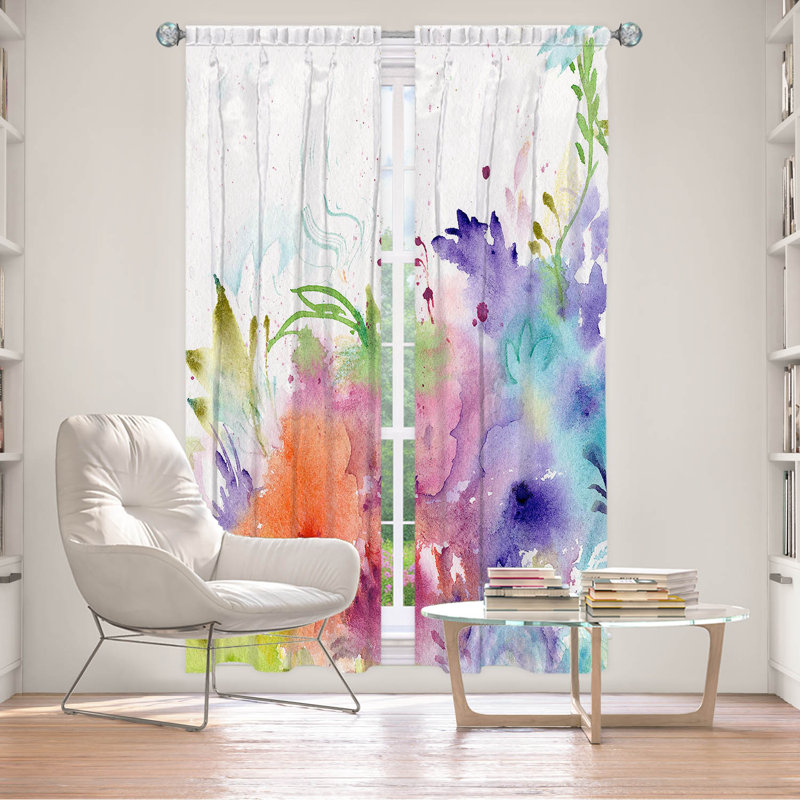 Ensemble de 2 rideaux doublés pour fenêtre par Sheila Golden - Rainbow Garden, L 20 po x L 82 po