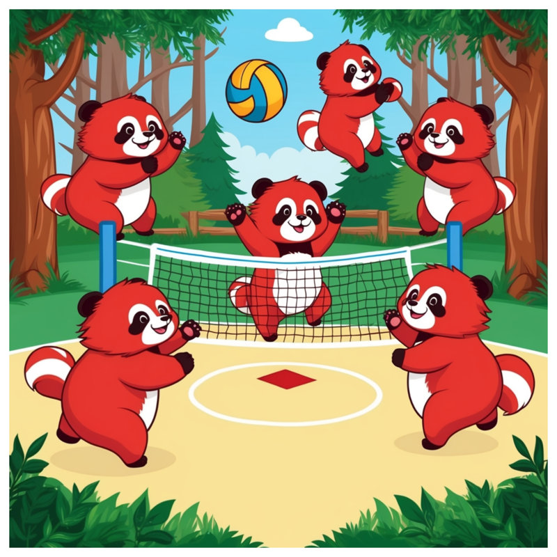 Housses de couette Pandas jouant au volleyball, Lit simple