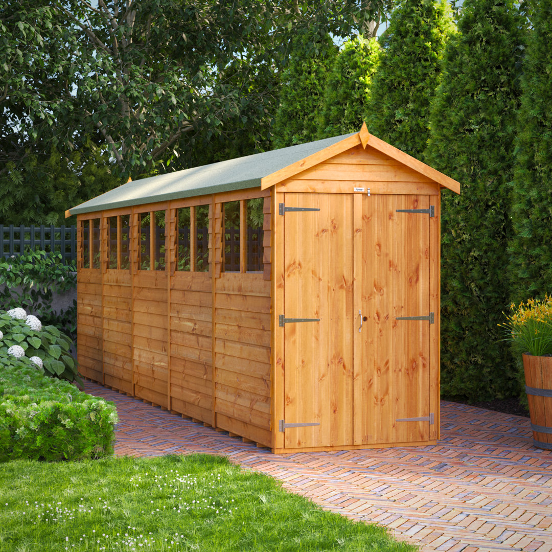 Powersheds 20 x 4ft Timber Overlap Garden Shed, Double Doors