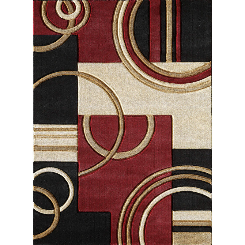 Tapis moderne glacé à la main à texture moelleuse pour l'intérieur GLoryrugs (rouge foncé), Rectangle 2 pi 3,6 po x 7 pi