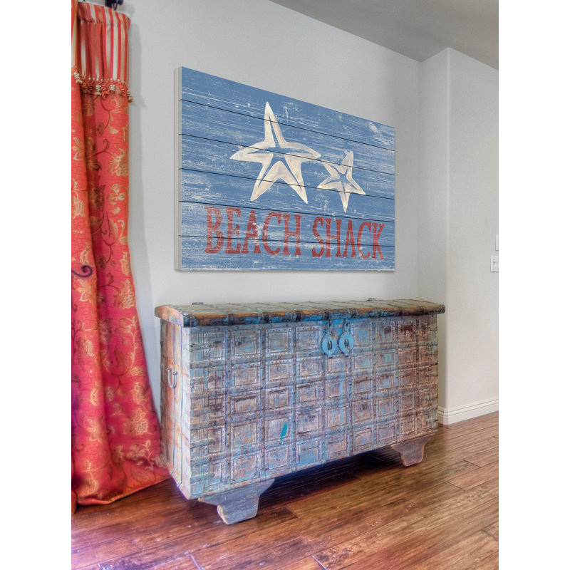 Étoile étoile de mer - reproduction d'art textuel sur bois sans cadre, H 24 po x l 36 po