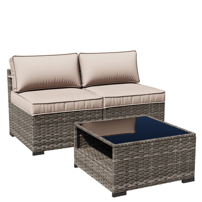 3-Piece Outdoor Set with Cushions, Weather-Ready, Beige