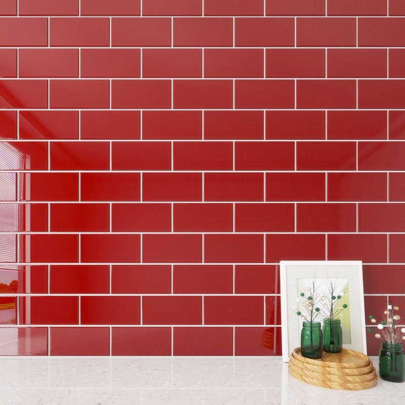 Carreau de verre Subway 3 po x 6 po, Rouge rubis