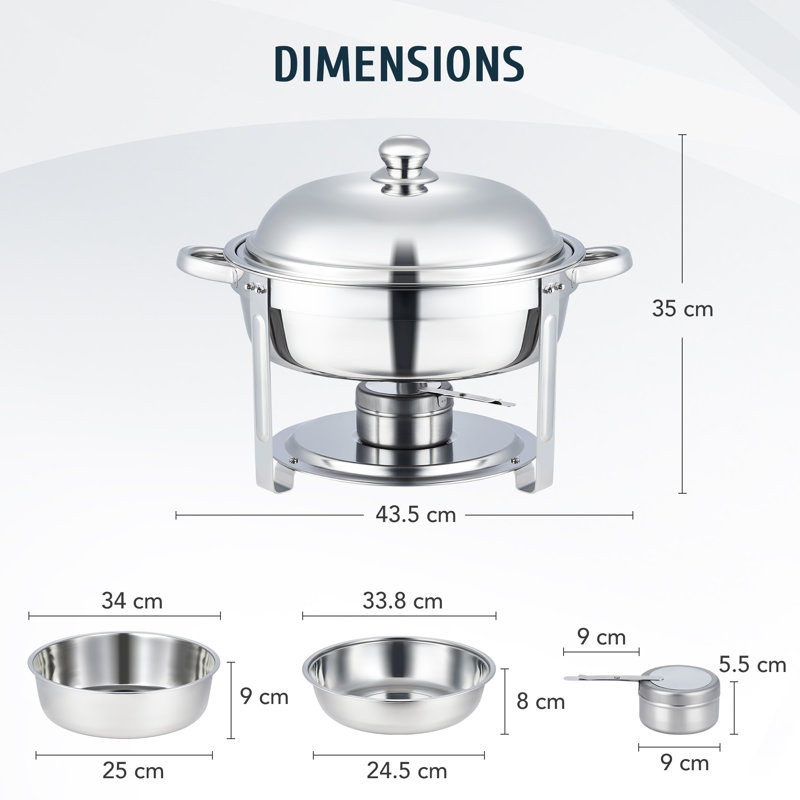 Stainless Steel 5 Quarts Round Chafing Dish
