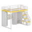Lit mezzanine intelligent avec marches de rangement, bureau de coiffeuse avec miroir, grand espace de rangement, charge USB et lumières DEL-1873476891