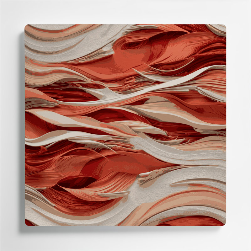 Abstrait paysage 19 art mural en métal beige, H 12 po x l 12 po