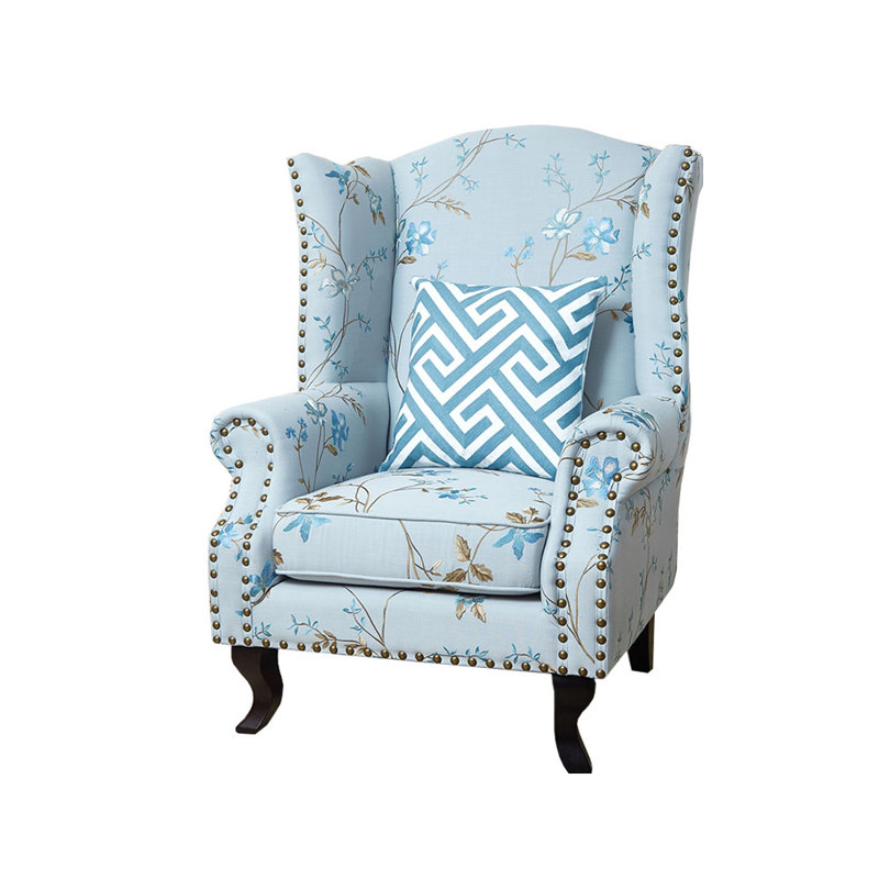 Fauteuil inclinable brodé, Mélange de polyester bleu clair