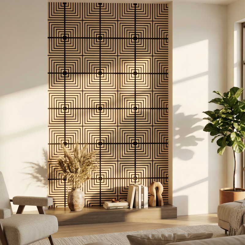 23.6 In. X 23.6 In. 3d Acoustic Wood Slat Square Edge Decorative Wall Panels, Burlywood