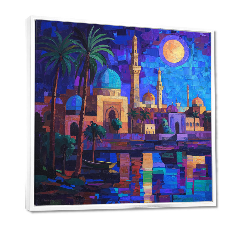 Bagdad nuits pendant le Ramadan I - décoration murale paysage de l'Islam, H 36 po x l 36 po, Blanc