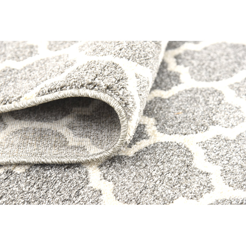 Tapis gris foncé / ivoire tissé à la machine Molly, Carré 10 pi