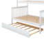 Lit superposé simple au dessus d'un lit double avec lit gigogne caché et escalier de rangement fonctionnel, blanc-404592156-404592158