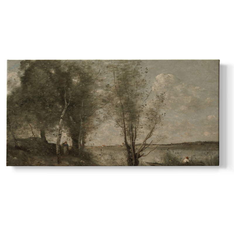 Série paysage - DCCCLI - Toile tendue avec châssis tendue, prête à être accrochée, H 21 po x l 41 po, Doré