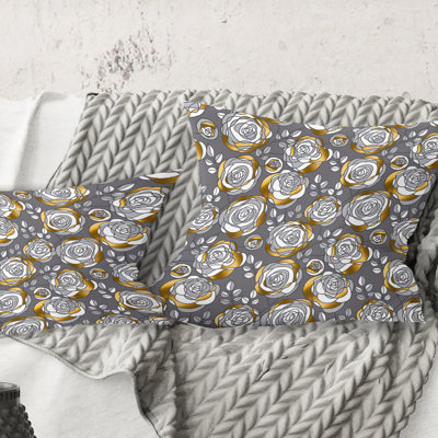 Coussin Golden Golden Flowers - Mid-Century Modern