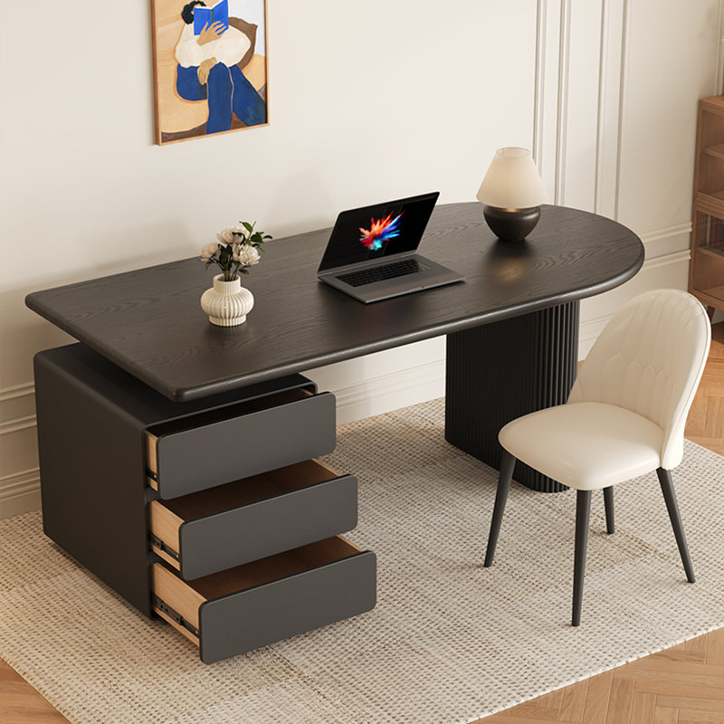 Bureaux rectangulaires noirs en bois manufacturé, H 29,53 po x l 70,87 po x P 35,43 po, Retour à gauche