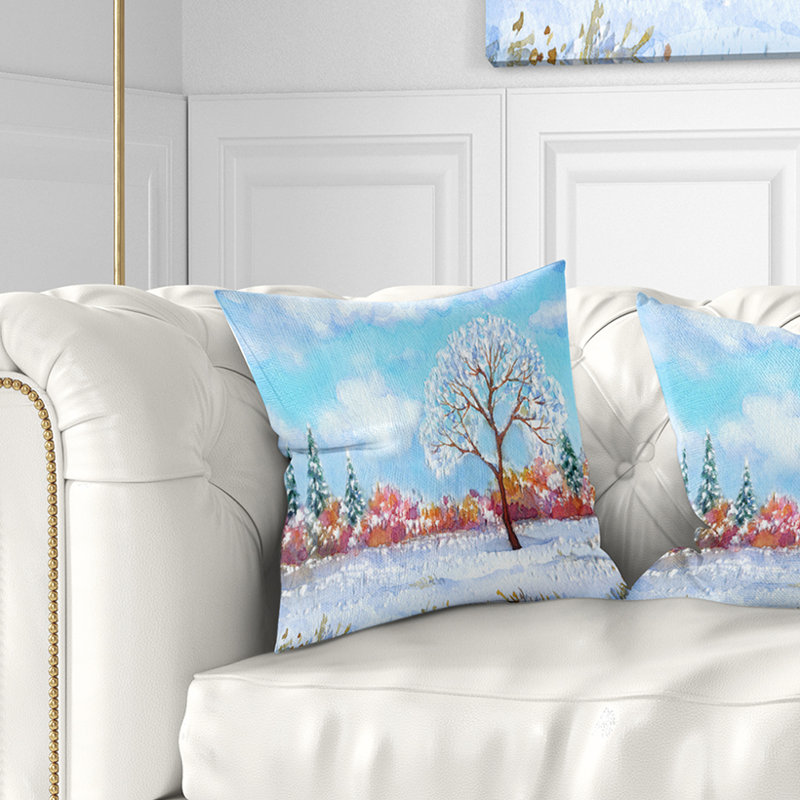 Tree in Winter - Landscape Printed Pillow, 16" x 16", Throw Pillow