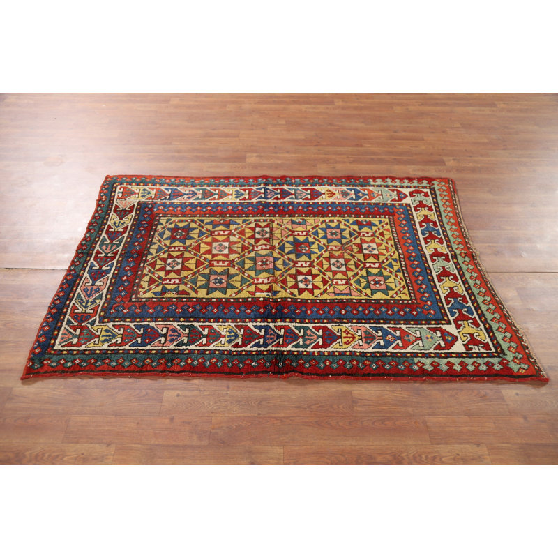 Tapis antiquité à teinture de légumes Kazak pré-1900