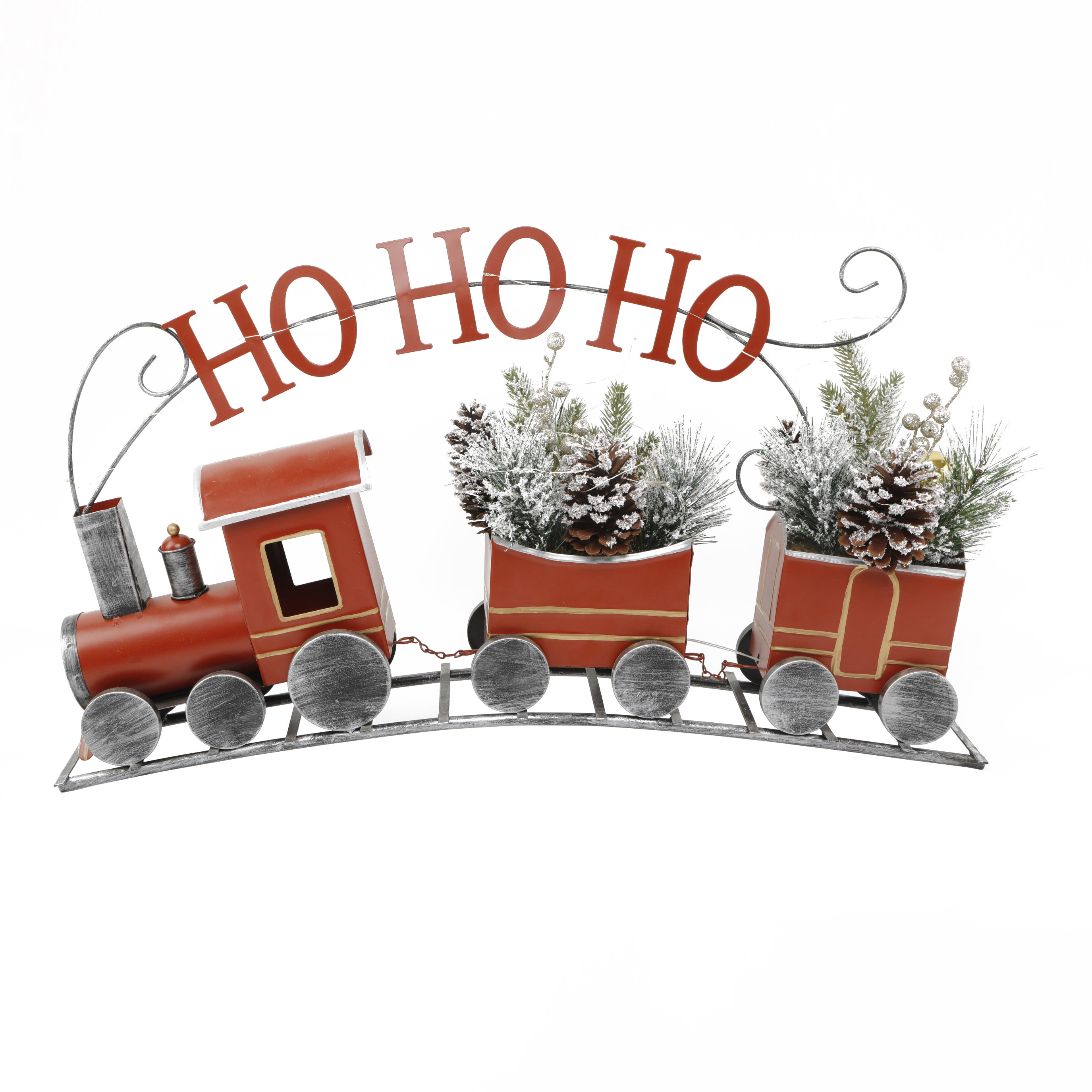 The Holiday Aisle® LED Tin Train with Pines | Wayfair