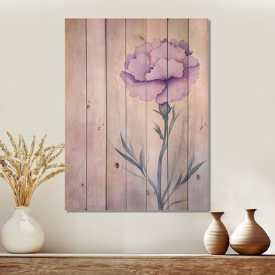 Emerald The Hidden Path I - Carnation Wooden Wall Art On Natural Pine Wood