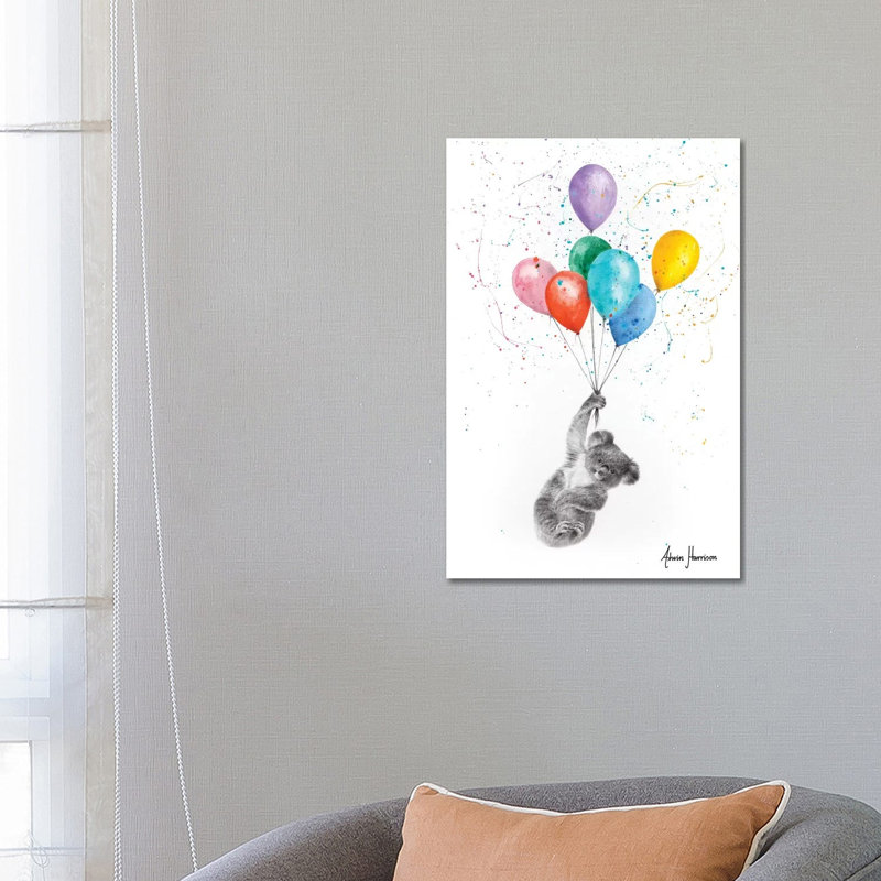 The Koala And The Balloons by Ashvin Harrison - Wrapped Canvas Print, 66.04 cm H x 45.72 cm W x 1.91 cm D