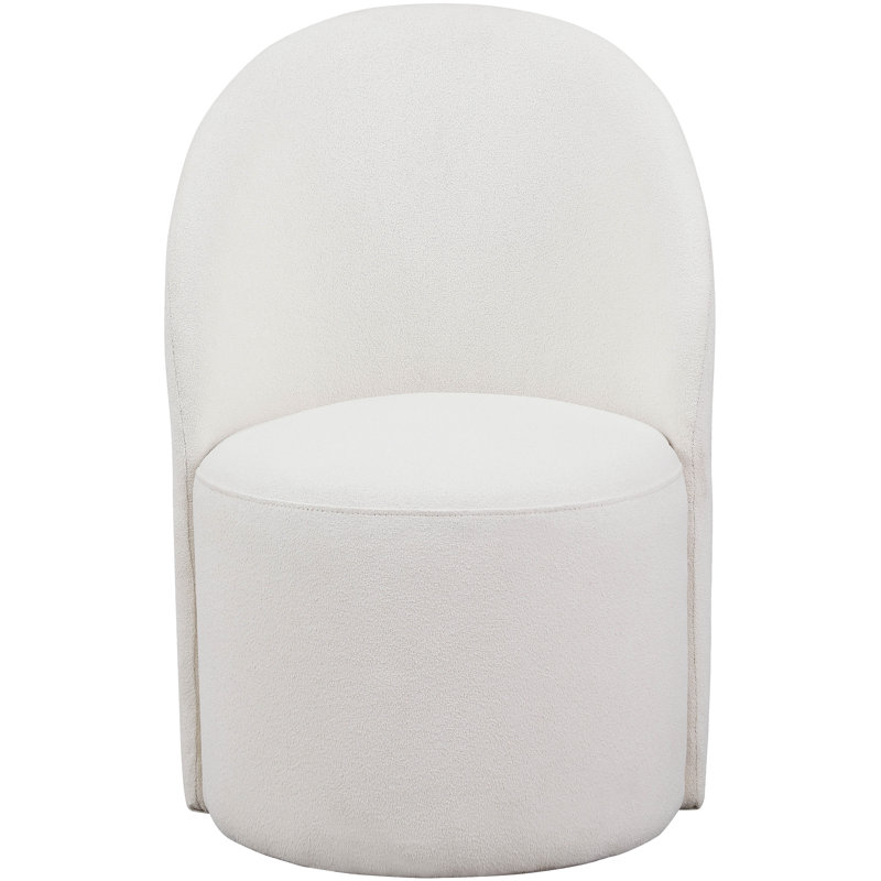 Fauteuil demi-tonneau l 24 po Yulon, Tissu crème bouclé