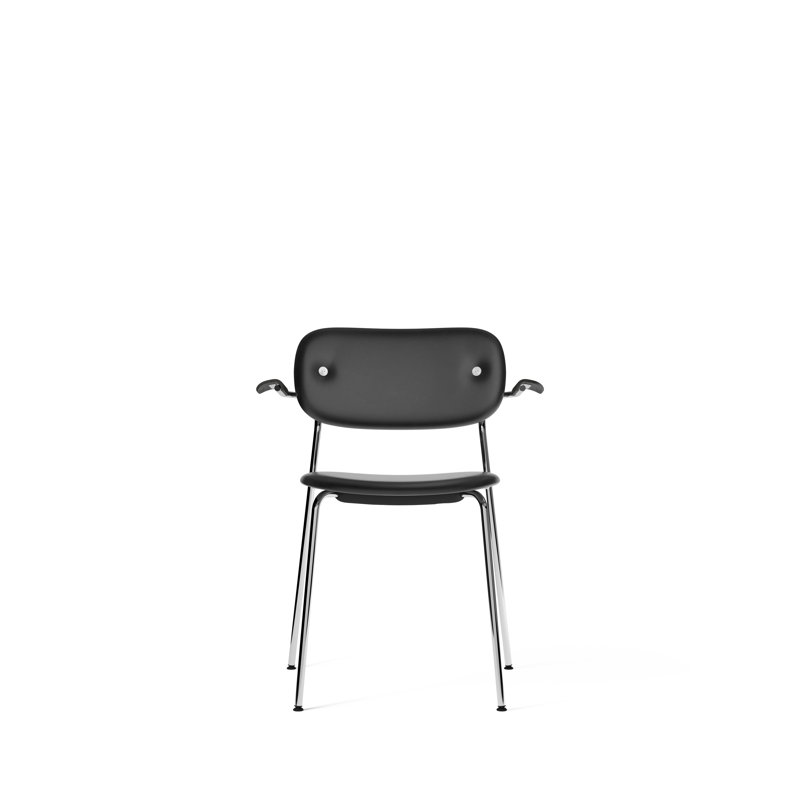 Co Upholstered Arm Chair, Black Oak, Chrome, Black Linen