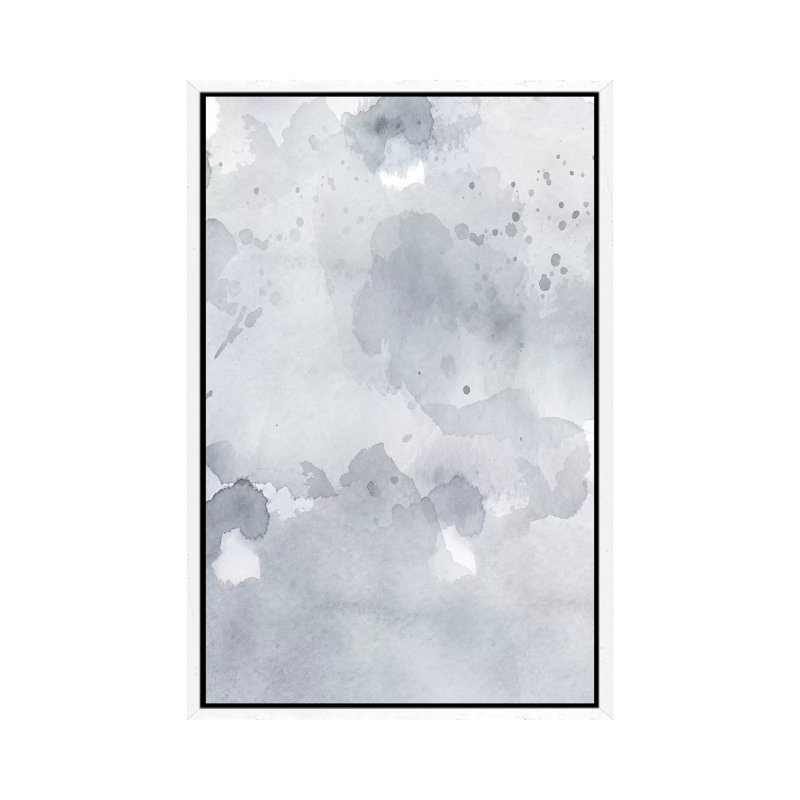 Grey Blue Abstract 1 Piece Painting on Canvas, 66.04cm H x 45.72cm W x 3.81cm D, White Floater Framed