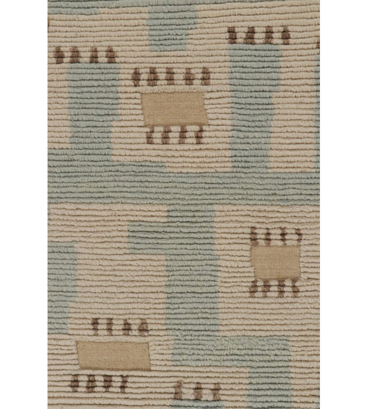 Scandinavian Hand Knotted Wool Geometric Area Rug, Rectangle 10' x 14'