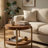 Fij Side End Table With Rattan Shelf, Brass Metal, Black Wood 26 Inch-129099796