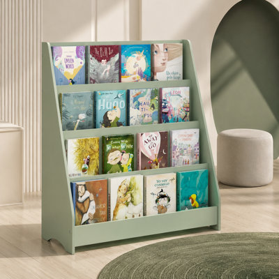MDF 4-Tier Kids Bookshelf with Open Display Shelves for Toddler Books and Toys, Bedroom and Playroom Storage