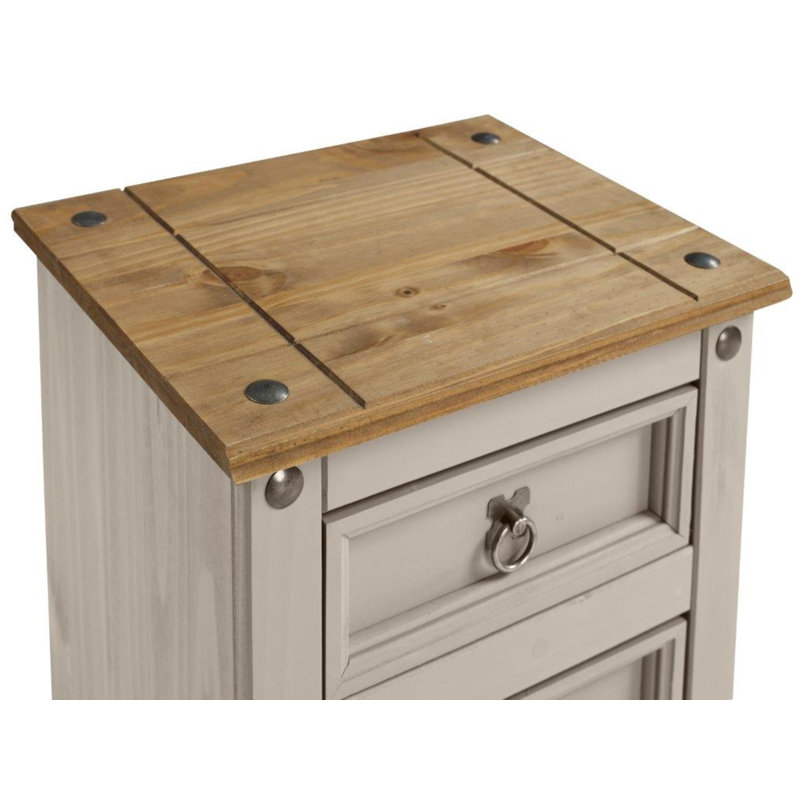 Palmea 45cm W Solid Wood Bedside Table, Grey