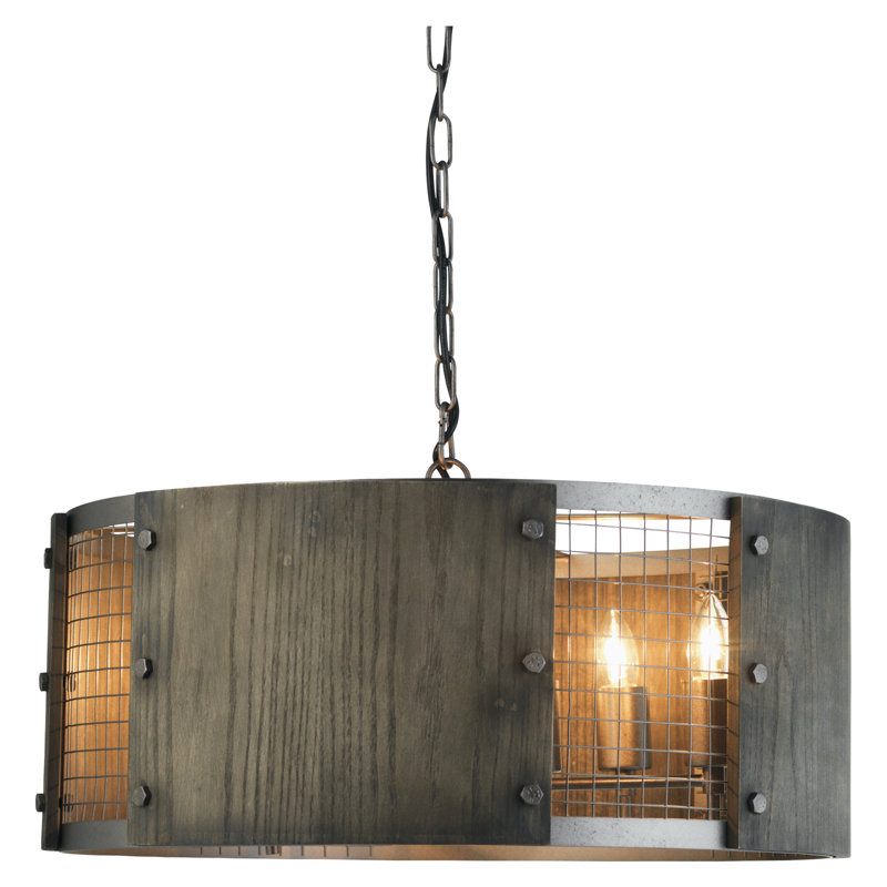 Larkin 6 - Light Brown Drum Pendant