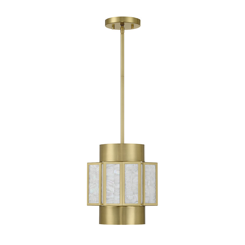 Gideon Warm Brass 3-Light Pendant with Capiz Shell