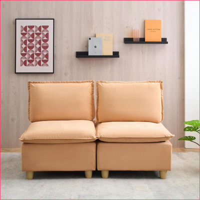 Canapé en flanelle citrouille minimaliste 2 places 58 pouces pour salon / balcon | Mélange de polyester | Cabriole