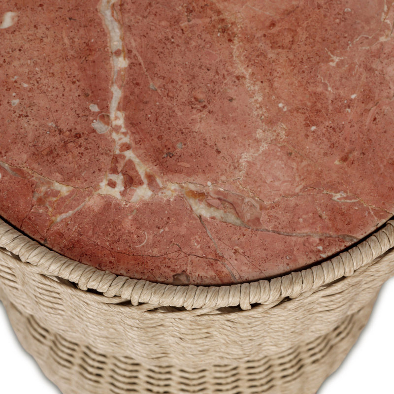 Brixby Outdoor Round Side Table, Desert Marble