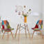 42.5cm H Patchwork Fabric Dining Chair, Retro Style Upholstered Side Chair with Solid Wood Legs-557882046-634238873